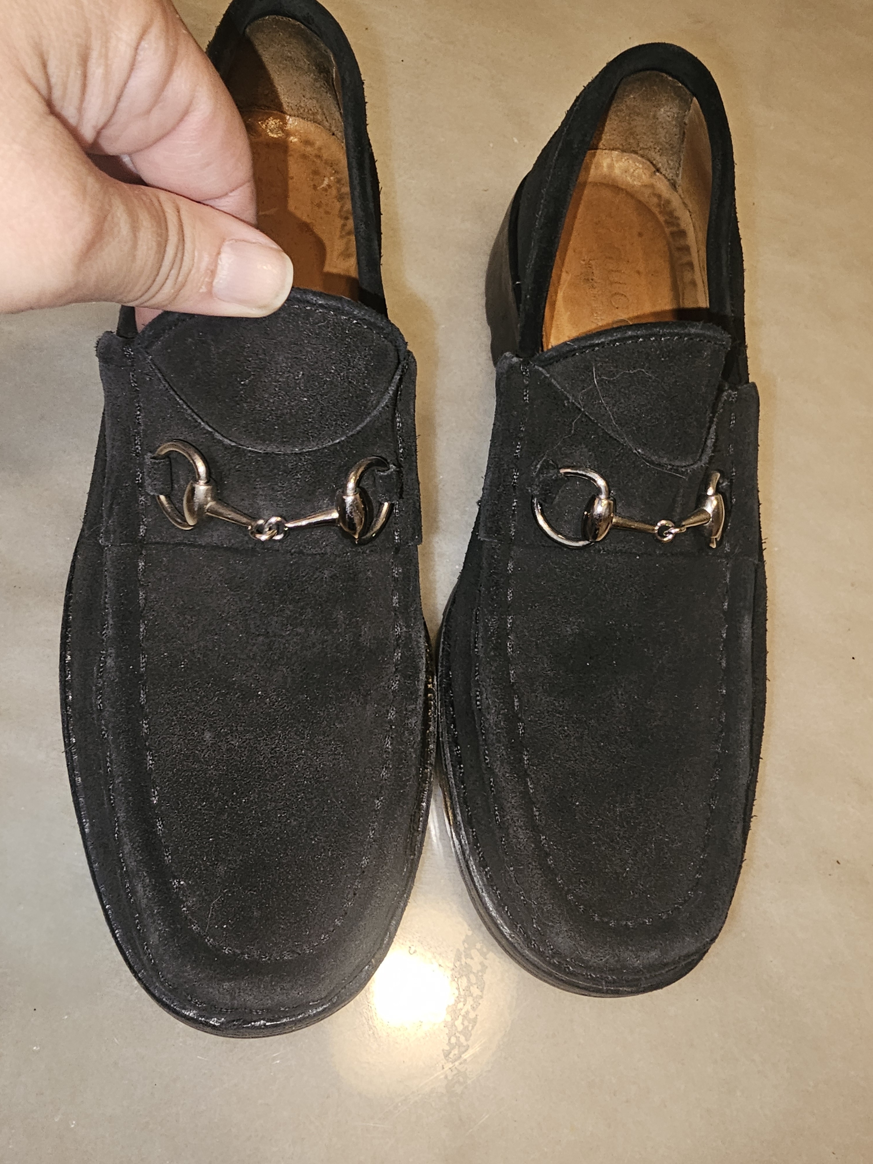 Gucci Black Suede Women's Horsebit Loafers